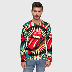 Лонгслив мужской Logo of the Rolling Stones - pop art, цвет: 3D-принт — фото 2