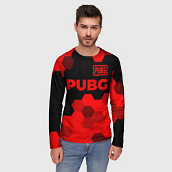 Лонгслив мужской PUBG - red gradient посередине, цвет: 3D-принт — фото 2
