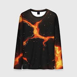 Лонгслив мужской Оранжевый разлом на черной текстуре, цвет: 3D-принт