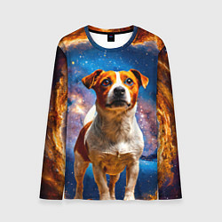 Лонгслив мужской Джек Рассел терьер в космосе, цвет: 3D-принт