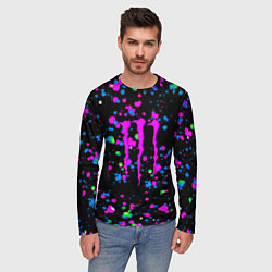 Лонгслив мужской Monster energy неоновые краски, цвет: 3D-принт — фото 2