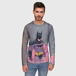 Лонгслив мужской Бэтмен с розовым плащом, цвет: 3D-принт — фото 2
