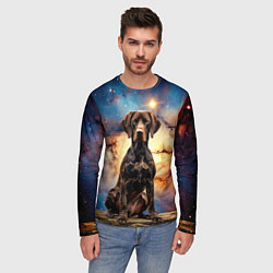 Лонгслив мужской Курцхаар и космос, цвет: 3D-принт — фото 2
