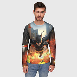 Лонгслив мужской Бэтмен в полете над огнем, цвет: 3D-принт — фото 2