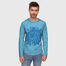 Лонгслив мужской Штурвал и три розы, цвет: 3D-принт — фото 2