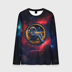 Лонгслив мужской Космонавт сидит в луне, цвет: 3D-принт
