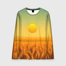 Лонгслив мужской Закат над пшеничным полем, цвет: 3D-принт