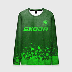 Лонгслив мужской Skoda - green gradient посередине, цвет: 3D-принт