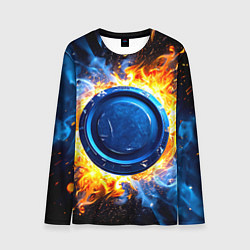 Лонгслив мужской Шайба в синем пламени, цвет: 3D-принт