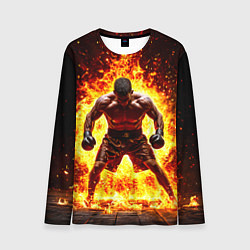 Лонгслив мужской Боксер в огне, цвет: 3D-принт