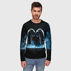 Лонгслив мужской Черные бойцовские перчатки в дыму, цвет: 3D-принт — фото 2