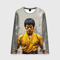 Лонгслив мужской Брюс Ли на сером, цвет: 3D-принт