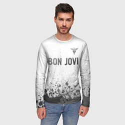 Лонгслив мужской Bon Jovi - white gradient посередине, цвет: 3D-принт — фото 2