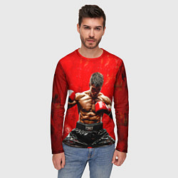 Лонгслив мужской Кикбоксер в красном, цвет: 3D-принт — фото 2
