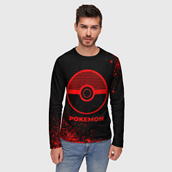 Лонгслив мужской Pokemon - red gradient, цвет: 3D-принт — фото 2