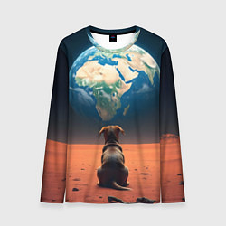 Лонгслив мужской Собачка и планета, цвет: 3D-принт