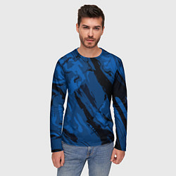 Лонгслив мужской Тёмный синий абстракция, цвет: 3D-принт — фото 2