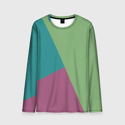 Лонгслив мужской Сине-зелёно-розовый тёмный трёхцветный, цвет: 3D-принт