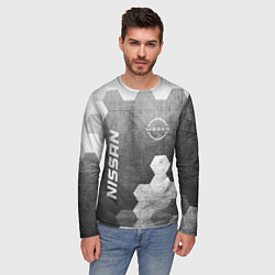 Лонгслив мужской Nissan - grey gradient вертикально, цвет: 3D-принт — фото 2