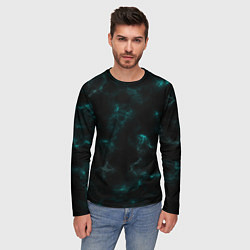 Лонгслив мужской Color black turquoise, цвет: 3D-принт — фото 2