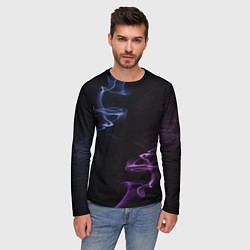 Лонгслив мужской Color black blue pink, цвет: 3D-принт — фото 2
