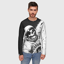 Лонгслив мужской Скелет в космосе черно-белый, цвет: 3D-принт — фото 2