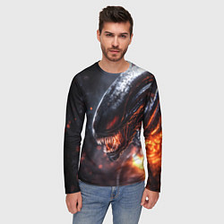 Лонгслив мужской Голова Чужого из космоса, цвет: 3D-принт — фото 2