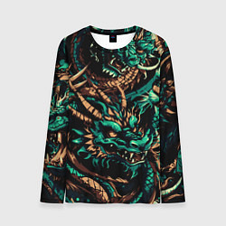 Лонгслив мужской Японские драконы ирезуми, цвет: 3D-принт