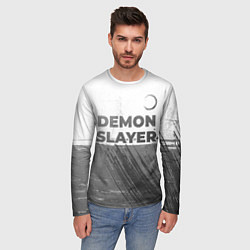 Лонгслив мужской Demon Slayer - white gradient посередине, цвет: 3D-принт — фото 2