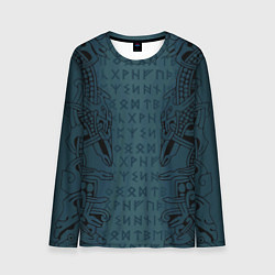 Лонгслив мужской Руны и скандинавская татуировка Одина, цвет: 3D-принт