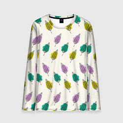 Лонгслив мужской Листья на пятнах, цвет: 3D-принт