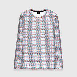 Мужской лонгслив Красно-синие фигуры на белом фоне