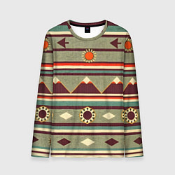 Лонгслив мужской Этнический мотив с горами, цвет: 3D-принт