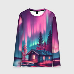 Лонгслив мужской Лиловое сияние над лесом, цвет: 3D-принт