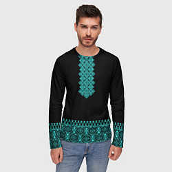 Лонгслив мужской Обережная вязь - вышиванка, цвет: 3D-принт — фото 2