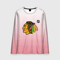 Лонгслив мужской Чикаго Блэкхокс - красные треугольники с градиенто, цвет: 3D-принт