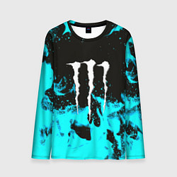 Лонгслив мужской Monster energy голубой огонь, цвет: 3D-принт