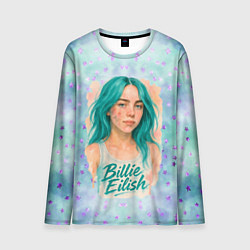 Лонгслив мужской Билли Айлиш бирюзовые волосы, цвет: 3D-принт