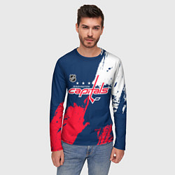Лонгслив мужской Вашингтон Кэпиталз - брызги красок, цвет: 3D-принт — фото 2
