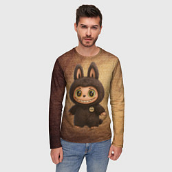 Лонгслив мужской Лабубу на вязаном фоне, цвет: 3D-принт — фото 2