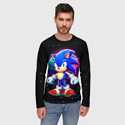 Лонгслив мужской Соник в космосе, цвет: 3D-принт — фото 2