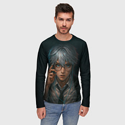 Лонгслив мужской Стильный мужчина в очках, цвет: 3D-принт — фото 2