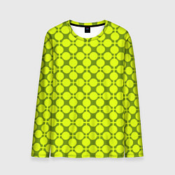 Лонгслив мужской Желто зеленый неоновый узор ретро в горох, цвет: 3D-принт