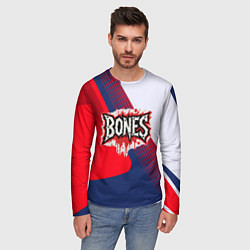 Лонгслив мужской Bones лого на красной краске, цвет: 3D-принт — фото 2