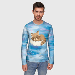 Лонгслив мужской Милый енот спит на облаке, цвет: 3D-принт — фото 2
