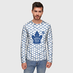 Лонгслив мужской Торонто Мейпл Лифс - белые соты, цвет: 3D-принт — фото 2