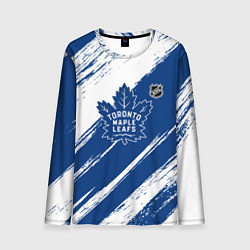 Лонгслив мужской Торонто Мейпл Лифс - брызги синей краски, цвет: 3D-принт