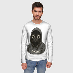 Лонгслив мужской Мем окак с котом, цвет: 3D-принт — фото 2