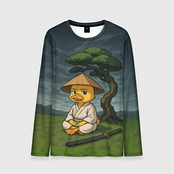 Лонгслив мужской Утенок самурай - медитация, цвет: 3D-принт
