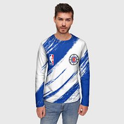 Лонгслив мужской Клипперс - синяя краска, цвет: 3D-принт — фото 2